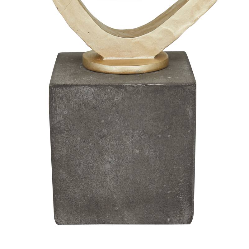 Gold Polystone Link Abstract Decorative Sculpture with Black Base