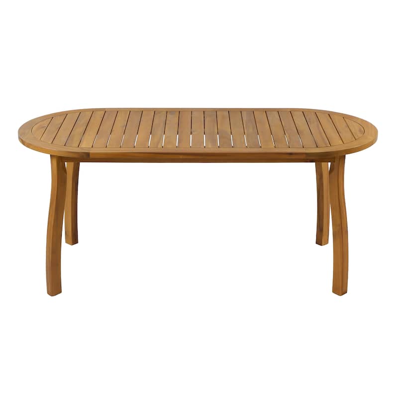 Christopher Knight Home - Arly Outdoor Acacia Wood Dining Set with Woven Wicker Chairs & 70" Oval Dining Table