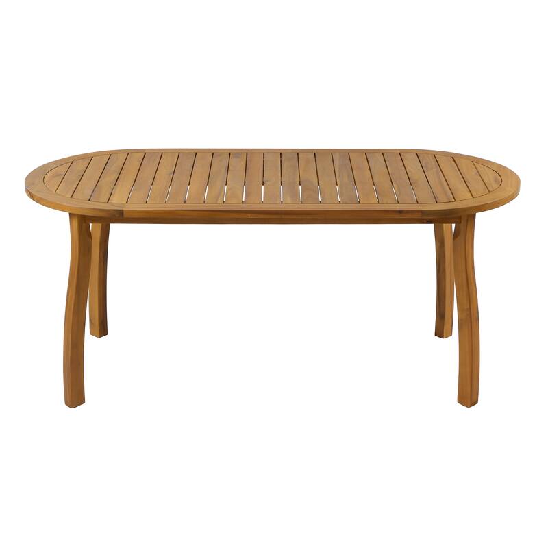 Christopher Knight Home - Tsuneko 7-Piece Outdoor Acacia Wood Dining Set with Woven Wicker Chairs & 70" Oval Dining Table