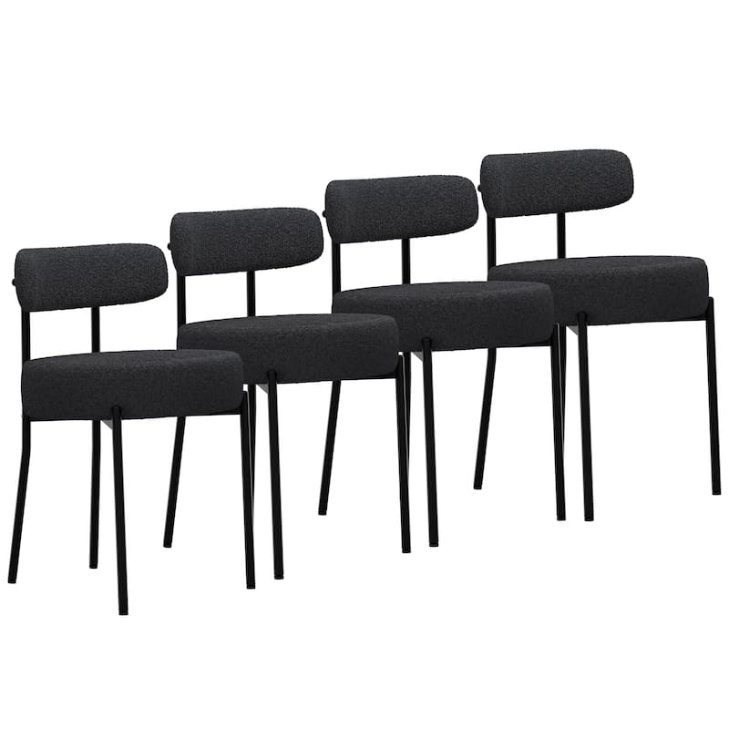 XINMICS Upholstered Boucle Dining Chairs with Black Metal Legs