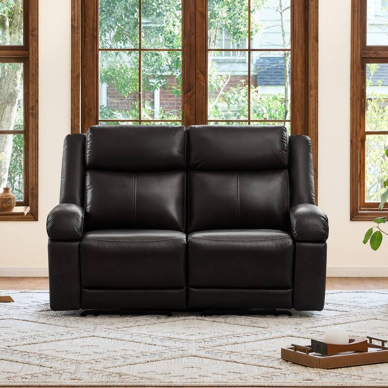 Spruce & Spring Hadlee Genuine leather Reclining Sofa with Multi-Function Console.