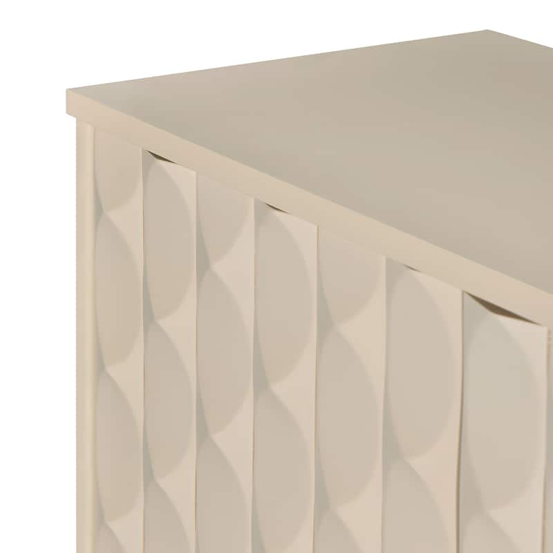 Buffet Cabinet with 4 Convex Pattern Doors, Storage Cabinet with 2 Silver Handle, Sideboard Cabinet with Adjustable Shelves