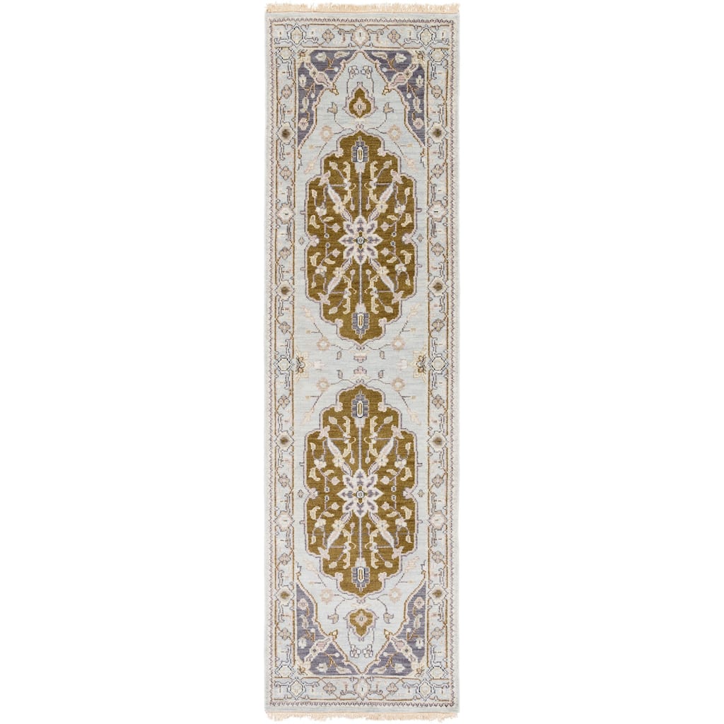Hand-Knotted Tim Border New Zealand Wool Area Rug