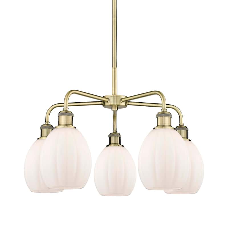 Innovations Lighting 516-5CR-16-24 Eaton Chandelier Eaton 5 Light 24" - Antique Brass / Matte White