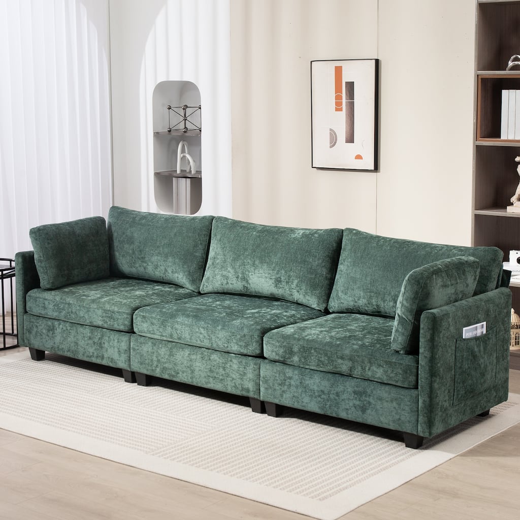 111.42" Fabric 4-Seater Sofa with Cloud Comfort & Hidden Storage