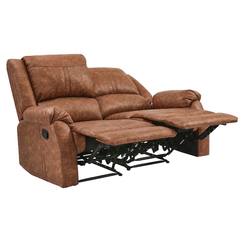 Manual Recliner,Faux Leather Reclining Sofa Set, 2-Seater Reclining Sofas For Living Room - 59"W X 37.4"D X 39.8"H