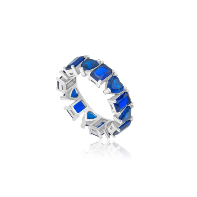 SHYMI Heart and Emerald Eternity Band - Blue - 8 - White
