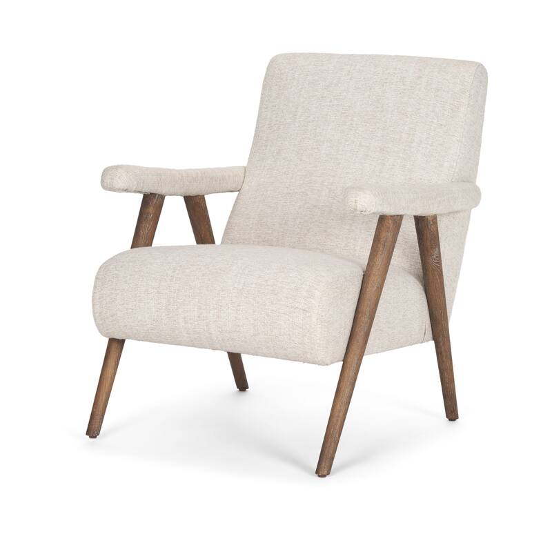 Nico Oatmeal Upholstered w/ Brown Wood Accent Chair - 26.0L x 31.9W x 32.3H - Oatmeal