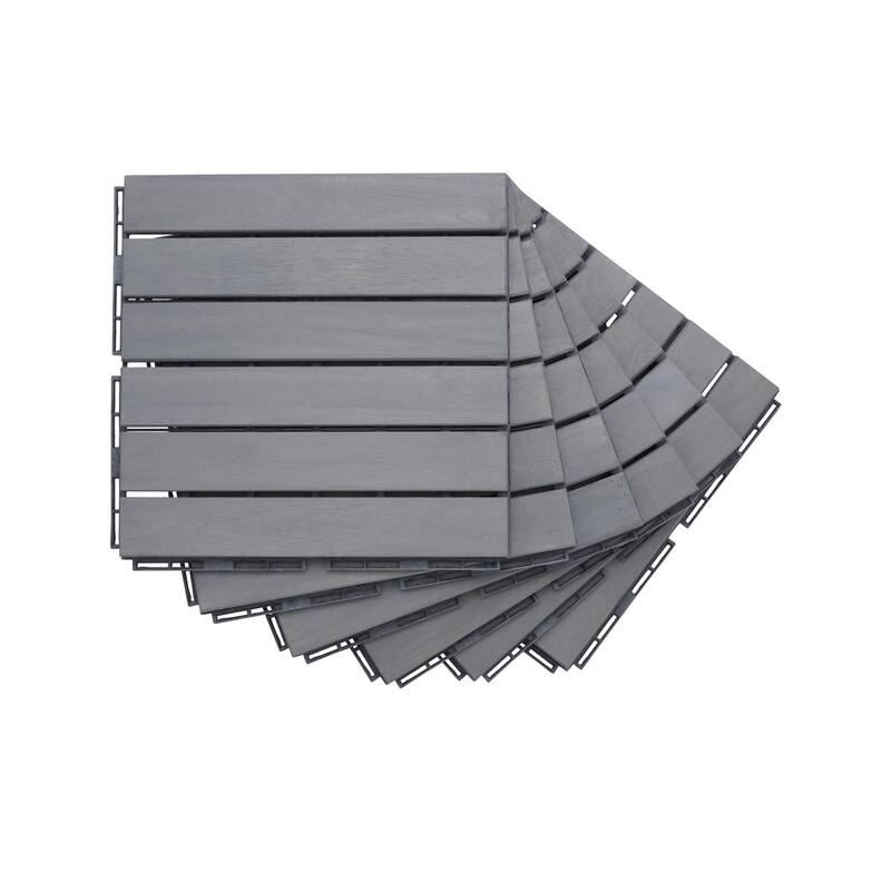 12" x 12" Square Light Gray Acacia Hardwood Outdoor Flooring