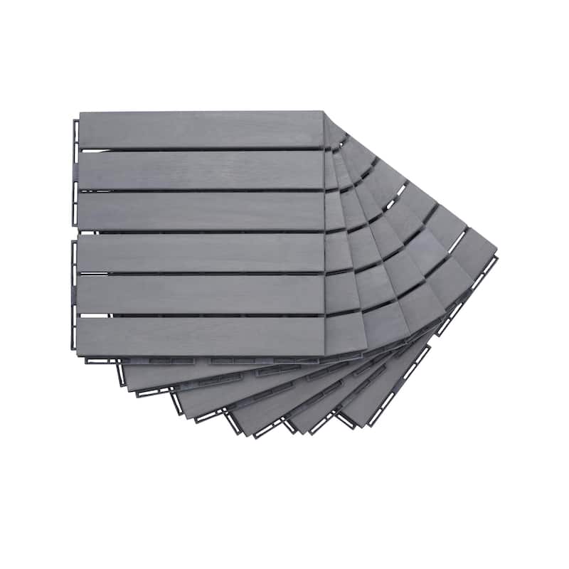 20 PCS Interlocking Deck Tiles Striped Pattern, 12" x 12"Square Acacia Hardwood Outdoor Flooring for Patio,Bancony,Pool Side