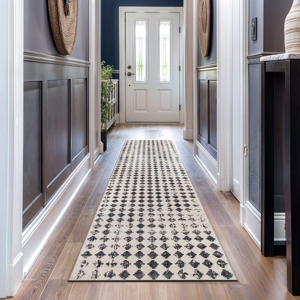 World Rug Gallery Geometric Distressed Abstract Washable Non-Slip Area Rug