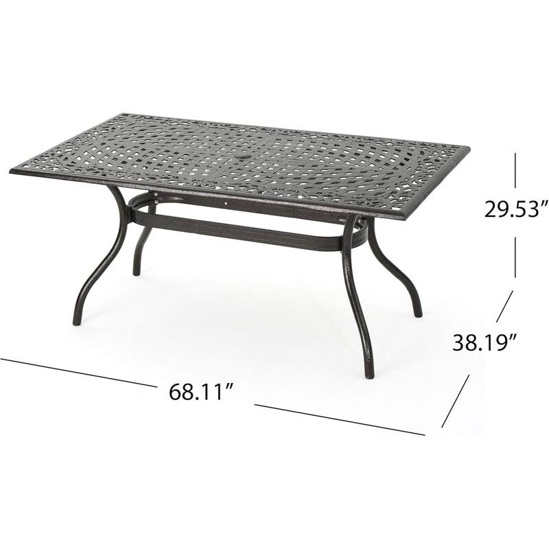 Roomfitters Outdoor Metal Patio Dining Set 7-Piece with Rectangular Table and Weather-Resistant Chairs