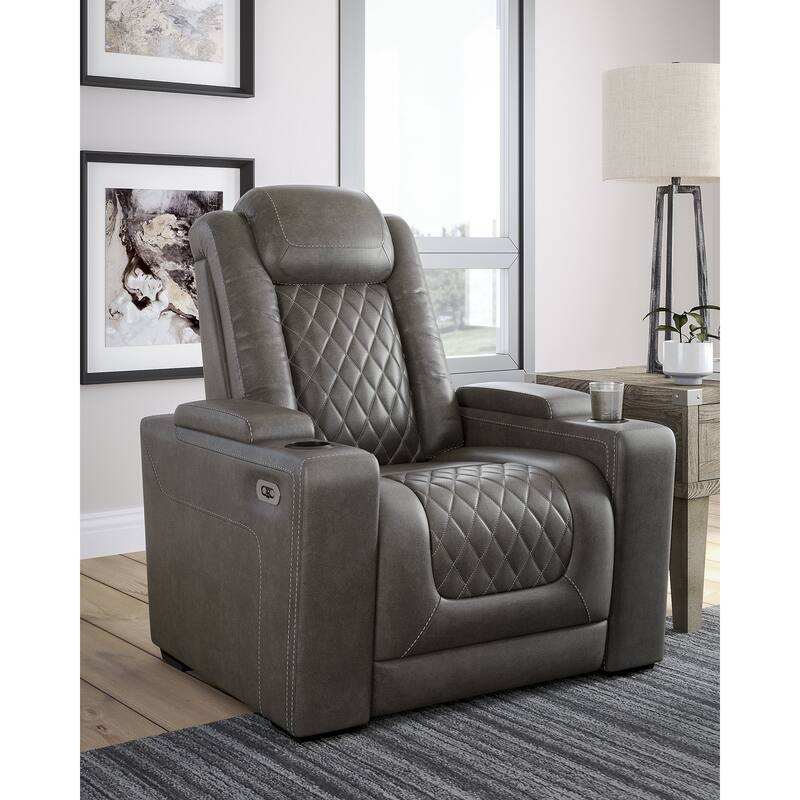 Signature Design by Ashley Hyllmont Gray Power Recliner with Adjustable Headrest
