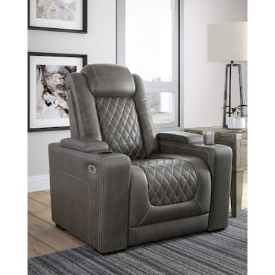Signature Design by Ashley Hyllmont Gray Power Recliner with Adjustable Headrest
