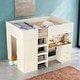 preview thumbnail 1 of 7, Wood Full Size Loft Bed with Built-in Wardrobe,Desk,Storage Shelves