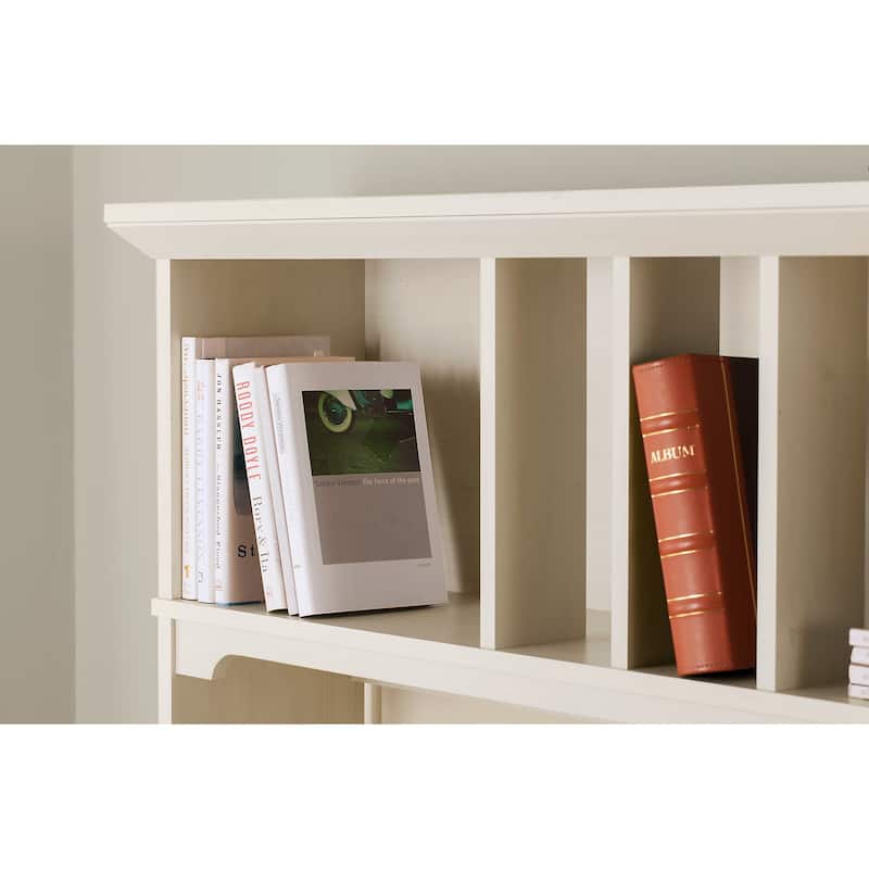 Bush Furniture Salinas Antique White Hutch for L-shaped Desk