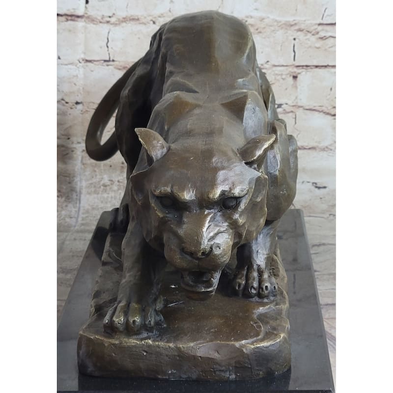 Handmade Bronze Sculpture Imitative Lion Panther Tiger Puma Cougar Imitative Cat Statue African Art