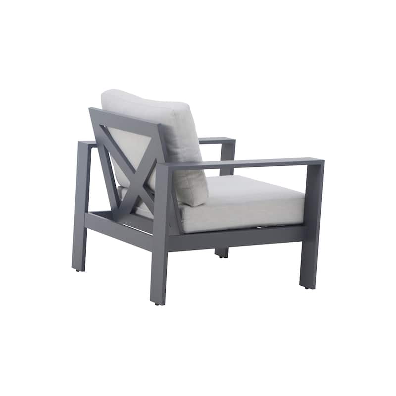 3-Piece Outdoor Patio Bistro Set with Gray Cushions