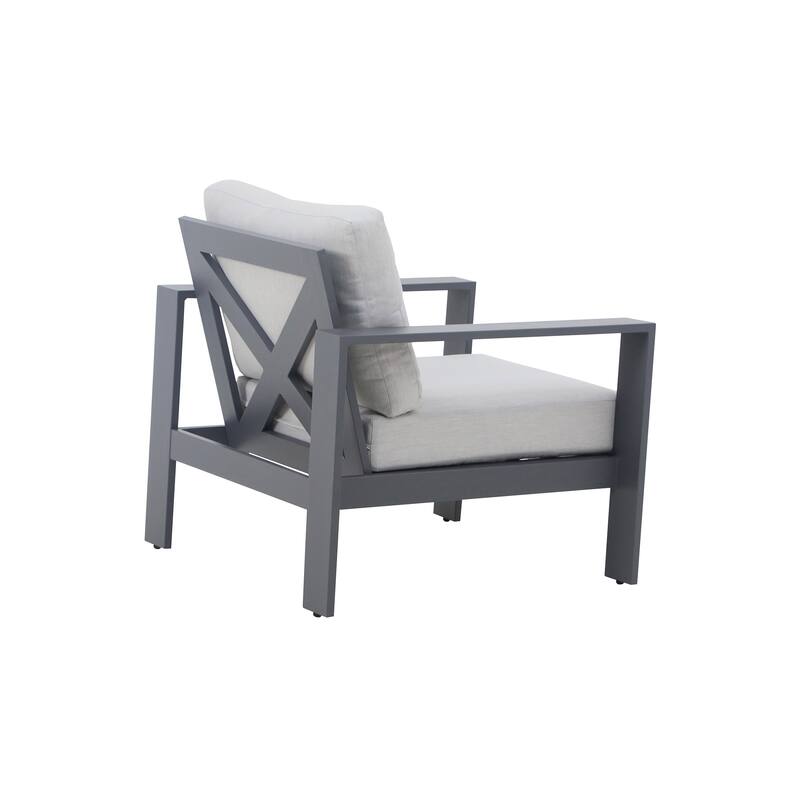 5-Piece Outdoor Patio Conversation Set with Gray Cushions