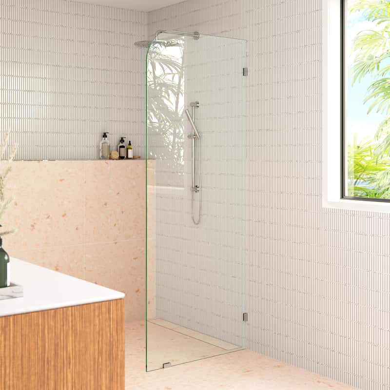 Glass Warehouse 30" x 78" Frameless Shower Door - Single Fixed Panel Radius