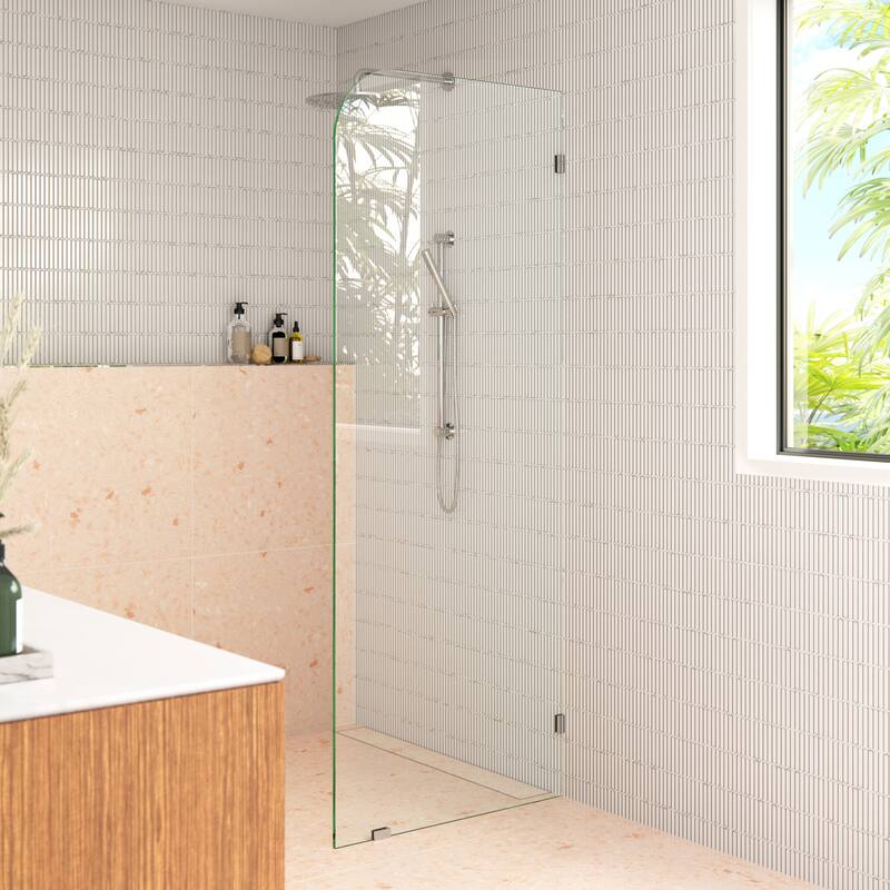 Glass Warehouse 34" x 78" Frameless Shower Door - Single Fixed Panel Radius