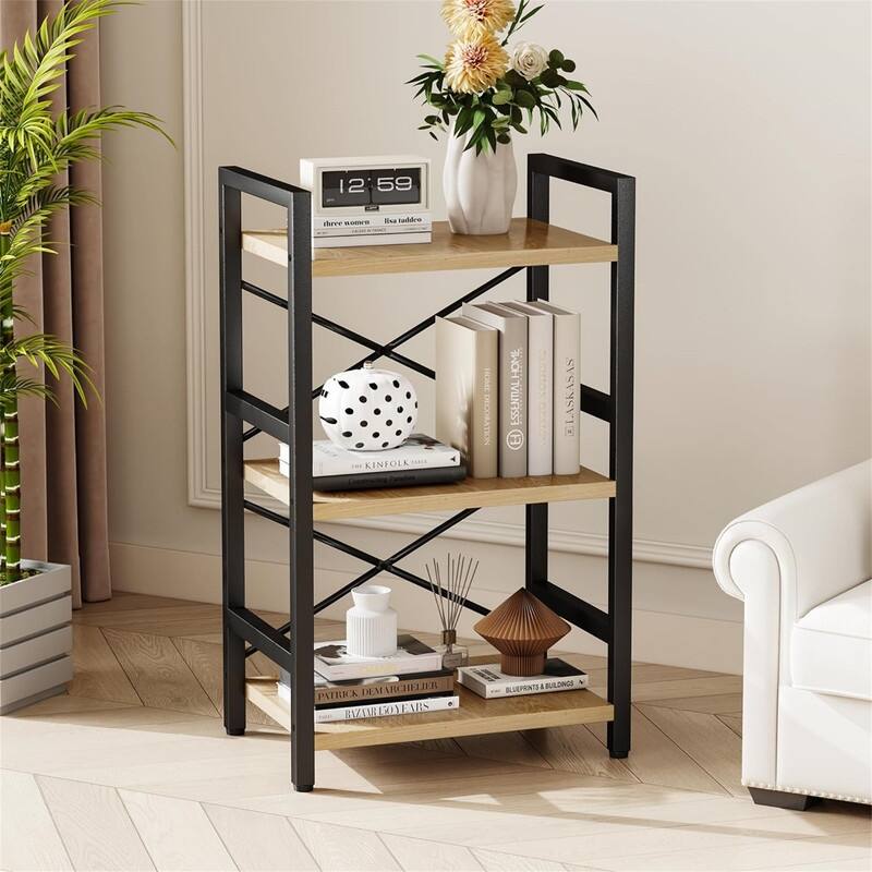 Metal Small Bookcase - 16.54"D x 11.02"W x 27.56"H - Light Coffee