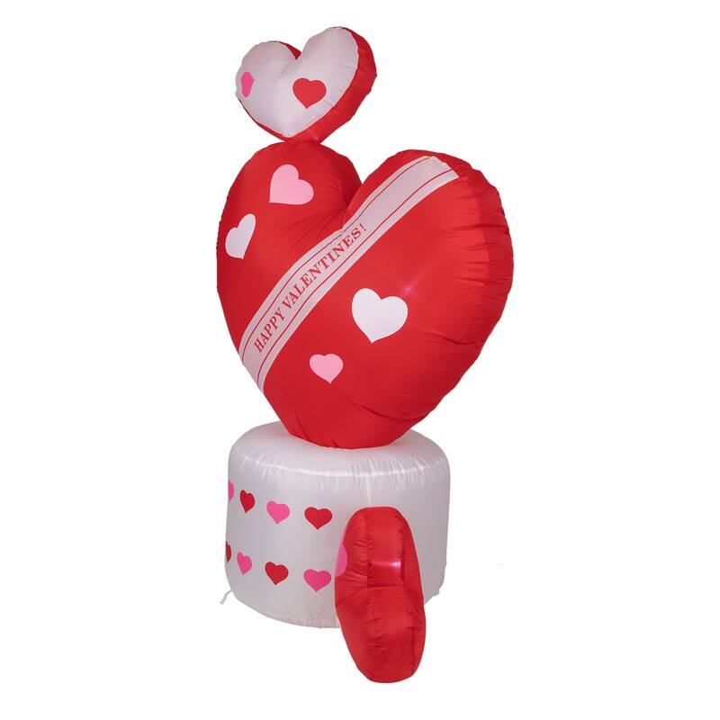 5' Inflatable Lighted Valentine 's Day Rotating Heart Outdoor Decor