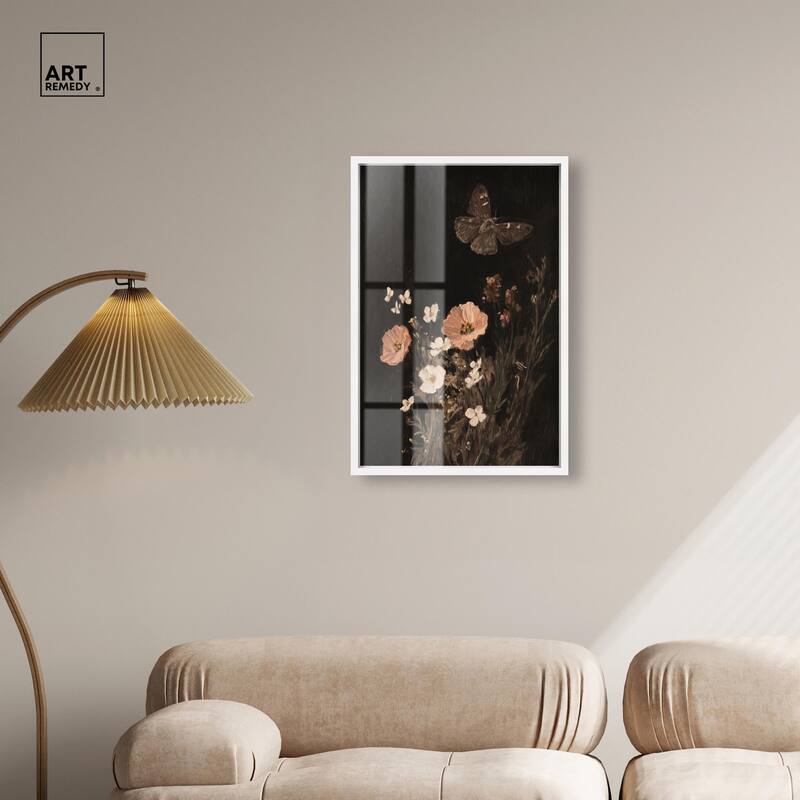 Poppy and Moth I Shadowbox by Art Remedy