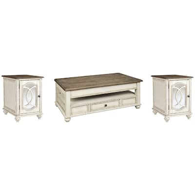 Signature Design by Ashley Realyn White/Brown 3-Piece Occasional Table Package - 47" W x 28" D x 18" H