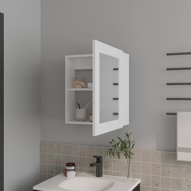 Medicine Cabinet with Mirrored Door, Spacious Storage with 2 Shelves, Compact Wall-Mounted Bathroom Cabinet