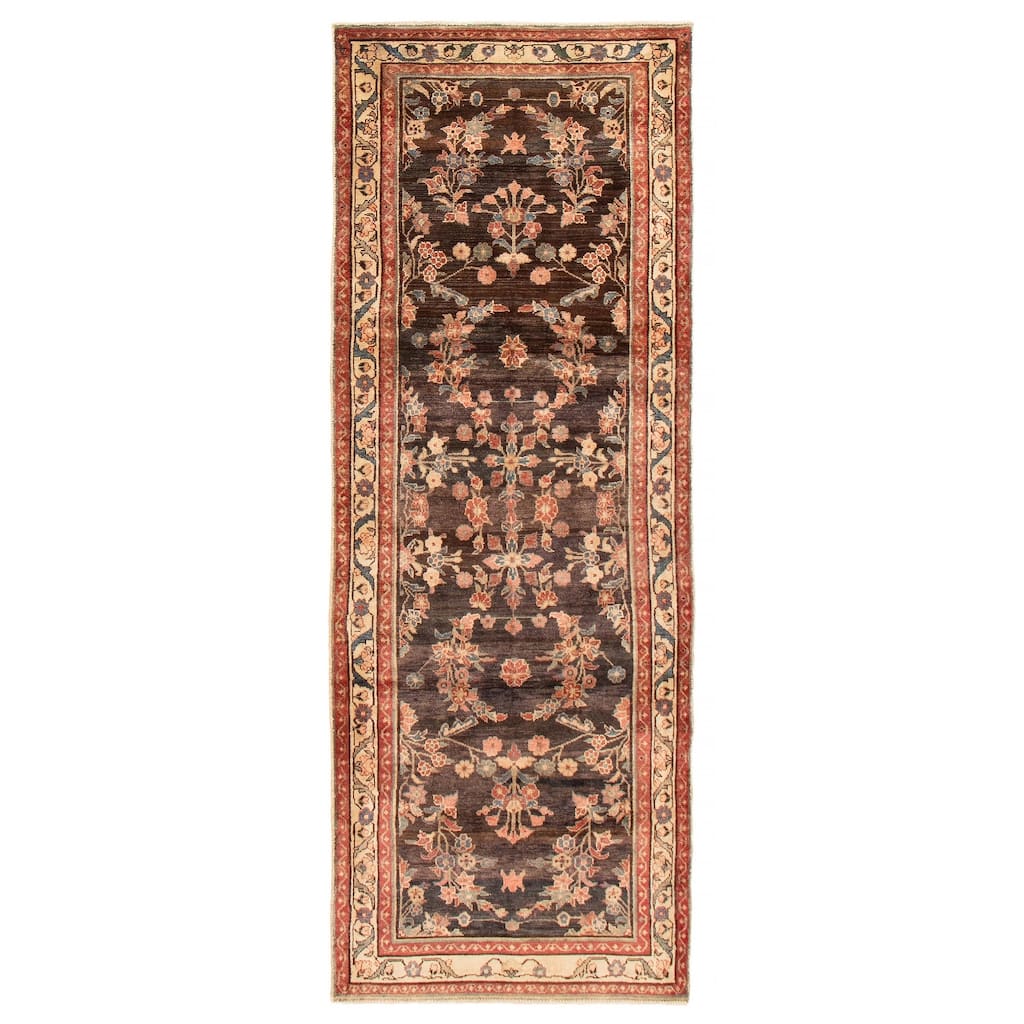 ECARPETGALLERY Hand-knotted Andelz Black, Dark Brown Wool Rug - 3' 7" x 9' 7"