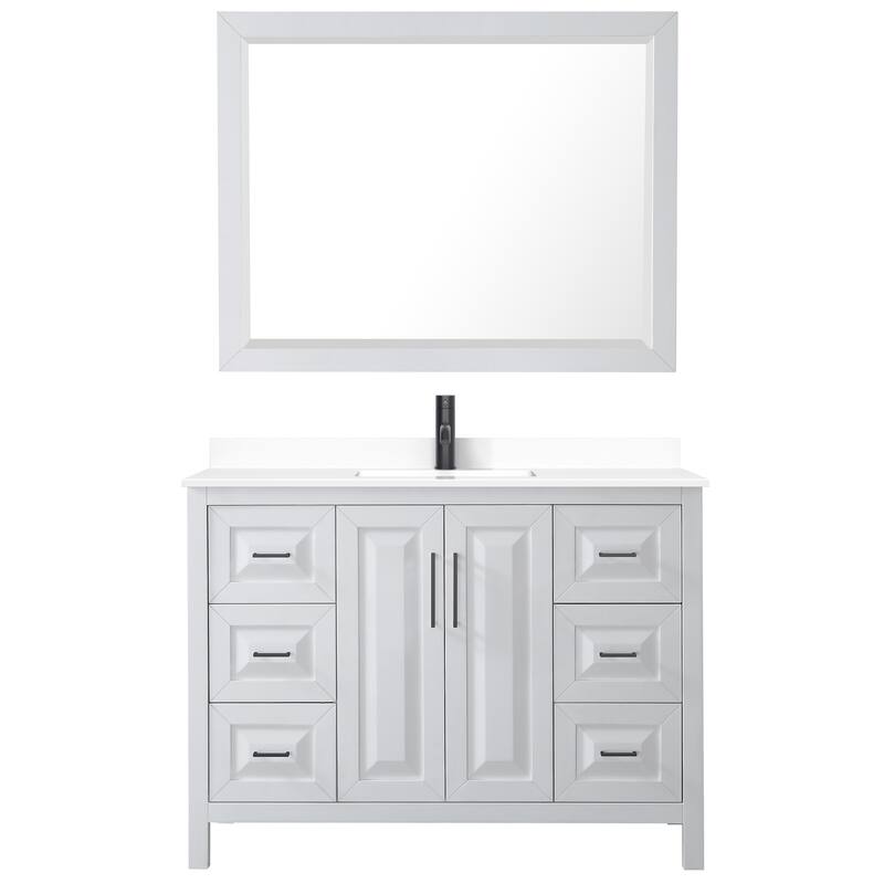 Daria 48 Inch Single Vanity, Cultured Marble Top, 46 Inch Mirror