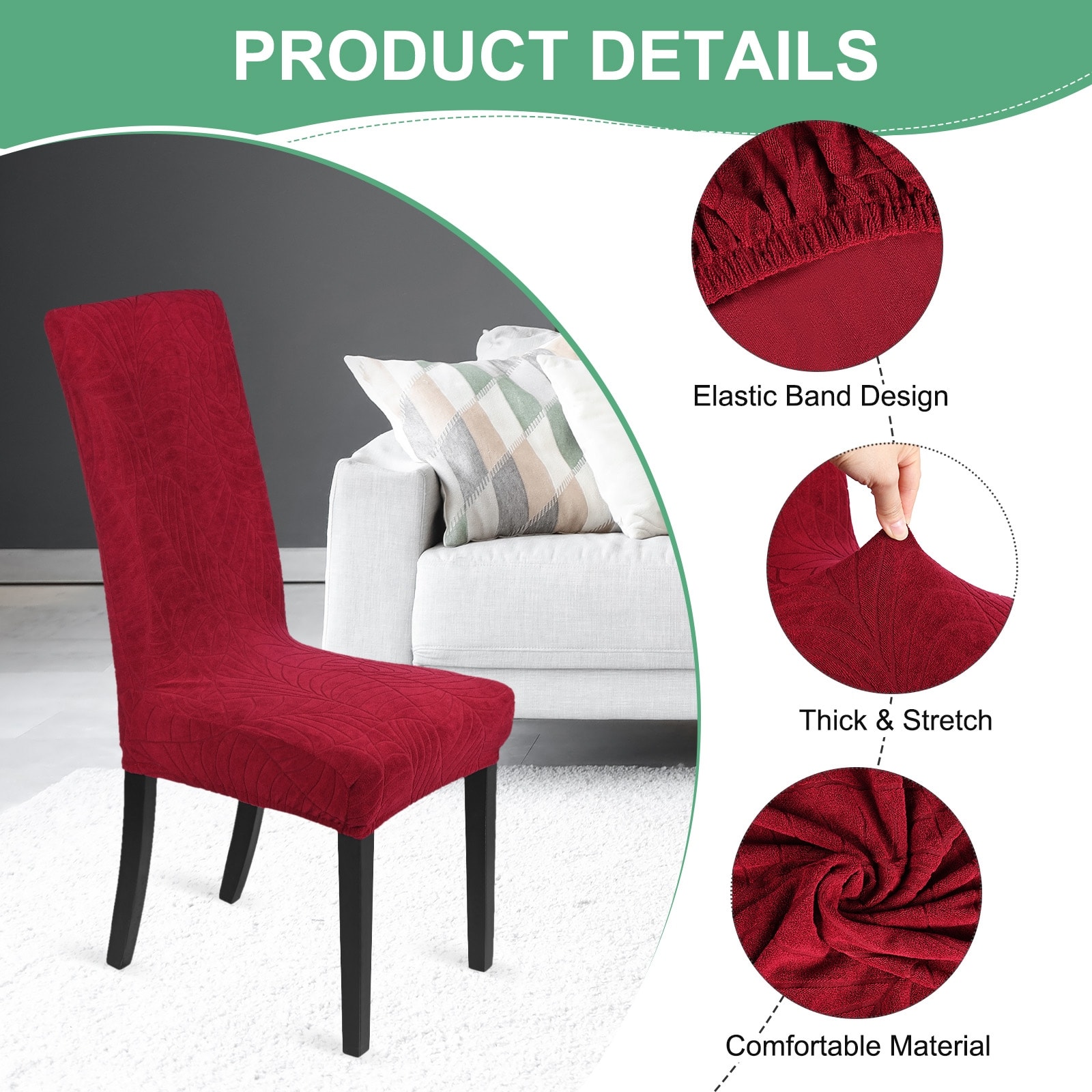 Waterproof Chair Cover, Dining Room Stretch Jacquard Chair Covers Protectors