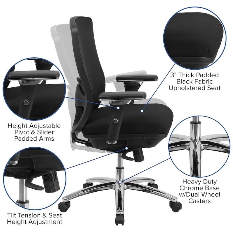 24/7 Intensive Use Big & Tall 350 lb. Rated Mesh Multifunction Chair