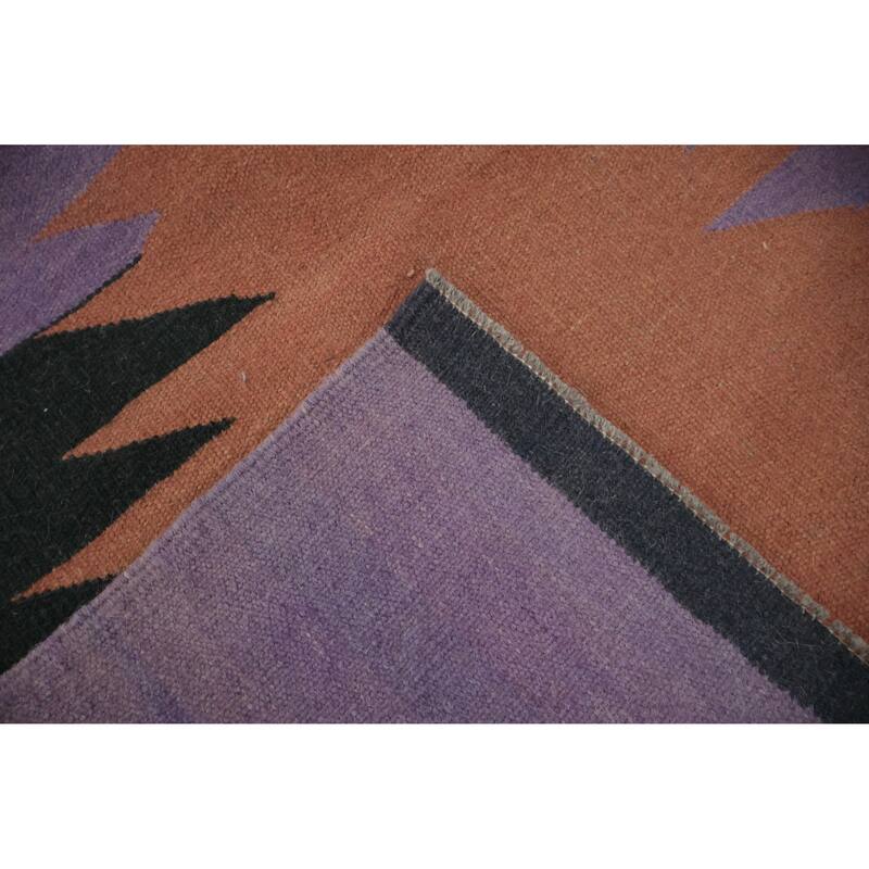 Hand Woven Oriental 100% Wool Carpet Southwestern Tribal Purples Kilim Area Rug - 13' 3'' X 8' 7''