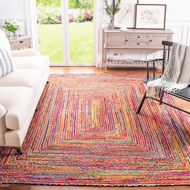 SAFAVIEH Handmade Cape Cod Marget Boho Coastal Jute Rug - 6' x 9' - Red/Multi