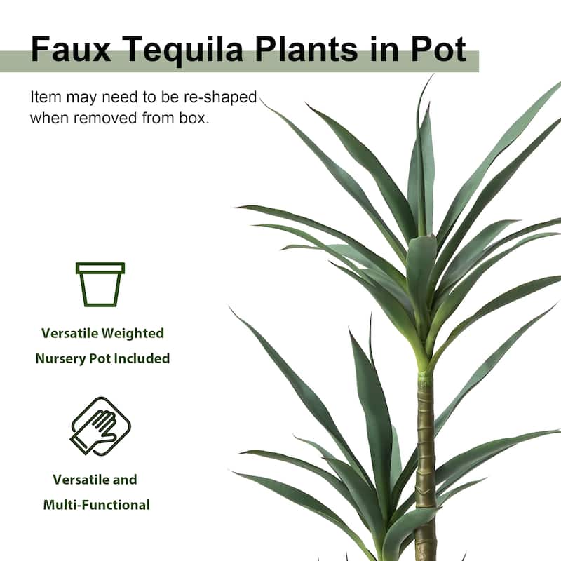 Glitzhome 4.25ft. Artificial Dracaena Faux Tequila Plants in Pot - 20.00"W X 18.00"D X51.25"H