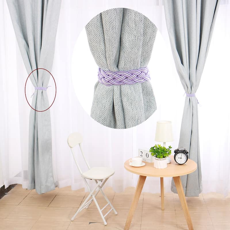 4pcs Curtain Tieback 23" Holdback Decorative Rope Curtain Holders, Purple