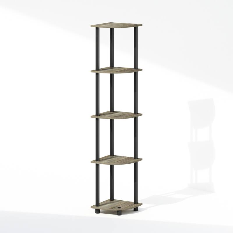 5 Tiers Wood Household Shelving Unit in French Oak/Black (11.6 in. W x 57.7 in. H x 11.6 in. D)
