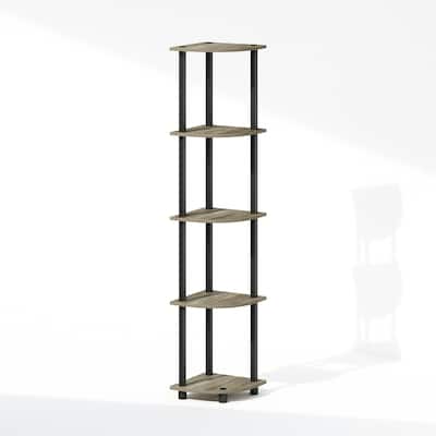 5 Tiers Wood Household Shelving Unit in French Oak/Black (11.6 in. W x 57.7 in. H x 11.6 in. D)