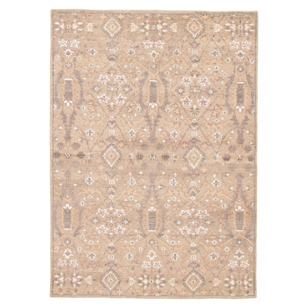 ECARPETGALLERY Hand-knotted Jules Serapi Khaki, Tan Silk, Wool Rug - 5'2 x 7'7