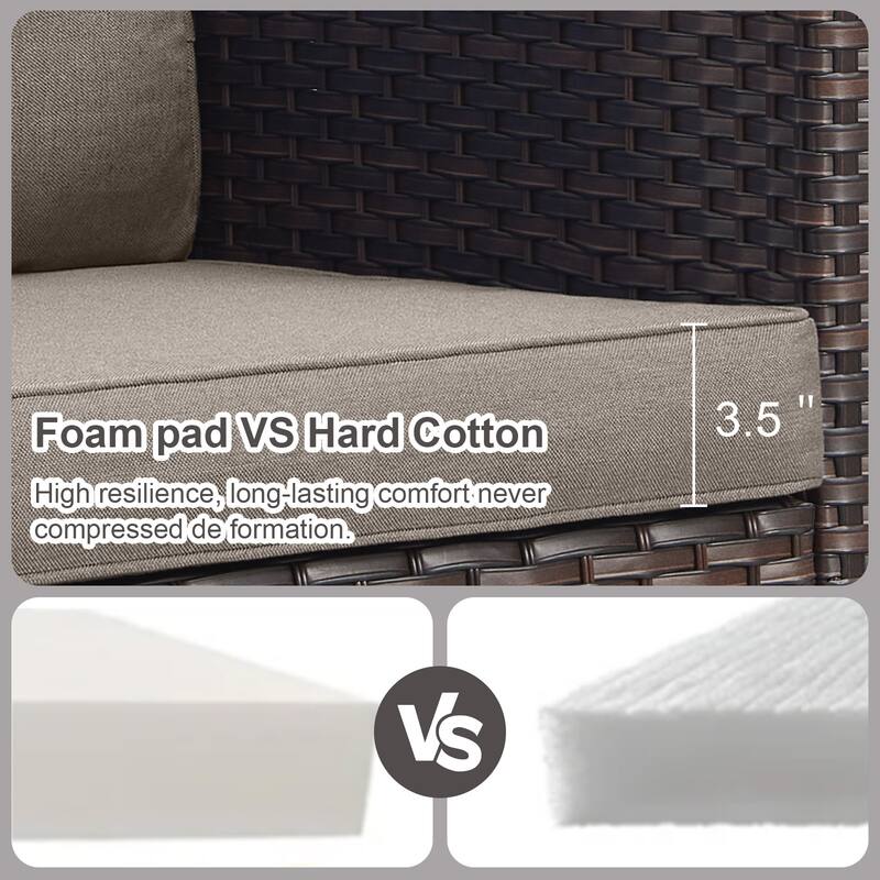 Gymojoy Outdoor Patio Wicker Sofa with Ottomans