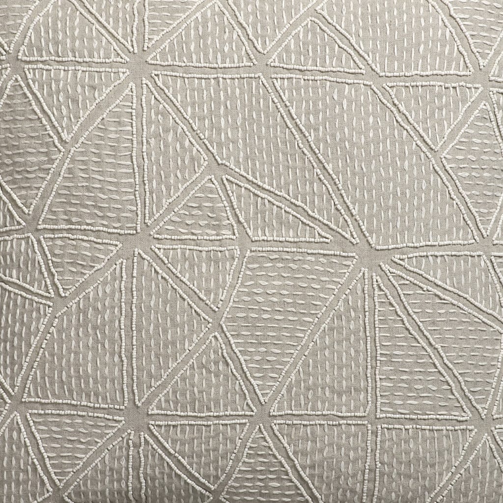 Sevita Hand-Woven Beige/Ivory Botanical Linen Throw Pillow, 20" x 20"