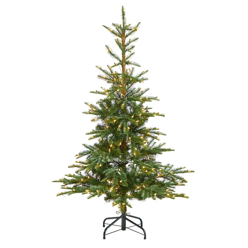 5’ Pre-Lit Layered Washington Spruce Artificial Christmas Tree, Clear LED Lights - 5 Foot
