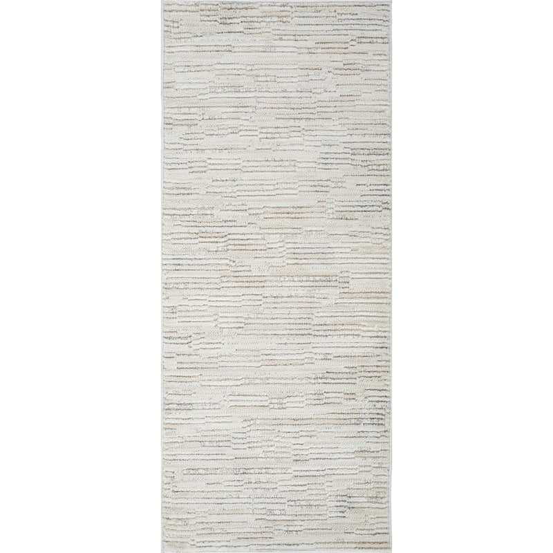 Distressed Geometric Modern Stain Resistant Woven Durable Area Rug - 2' X 5'