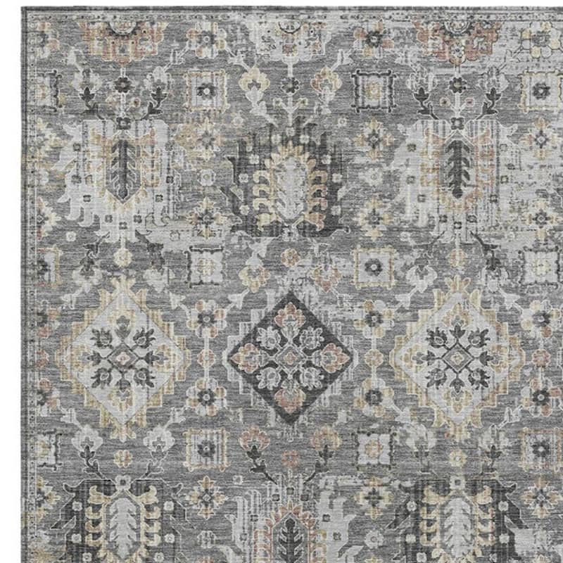HomeRoots Floral Medallion Traditional Rectangle Outdoor Rug