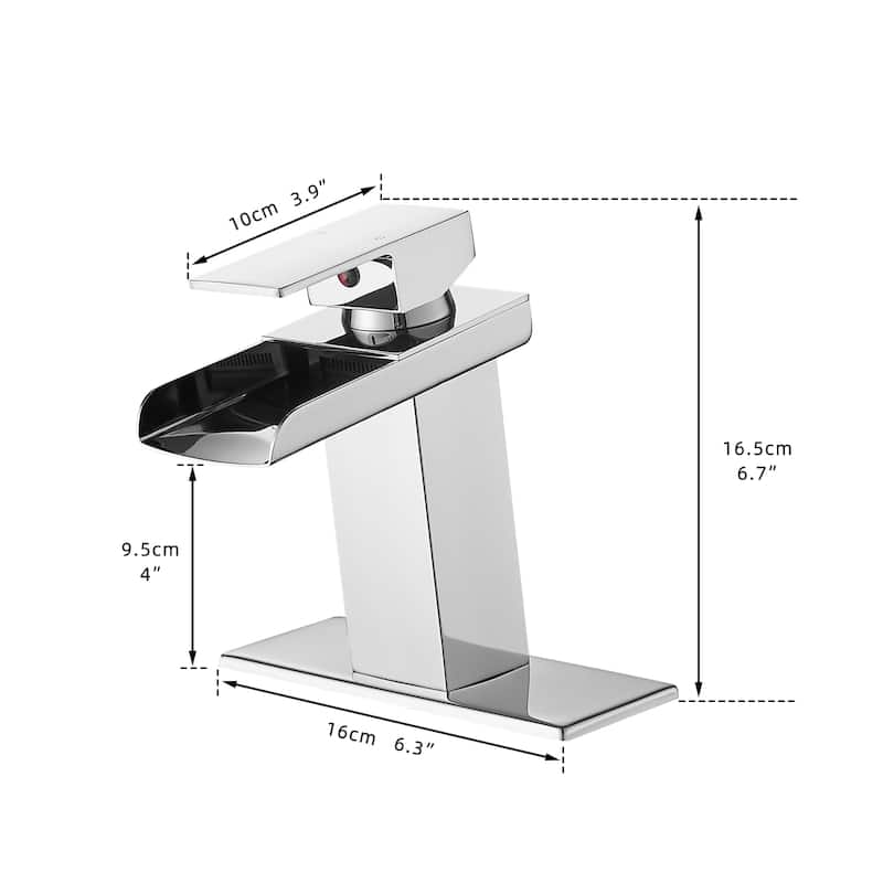 Single-handle Bathroom Waterfall Sink Faucet with Deckplate