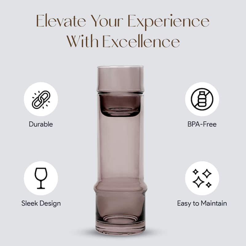 Elle Decor Bedside Water Carafe with Tumbler Doubles as Lid - 3.34" x 9.28"