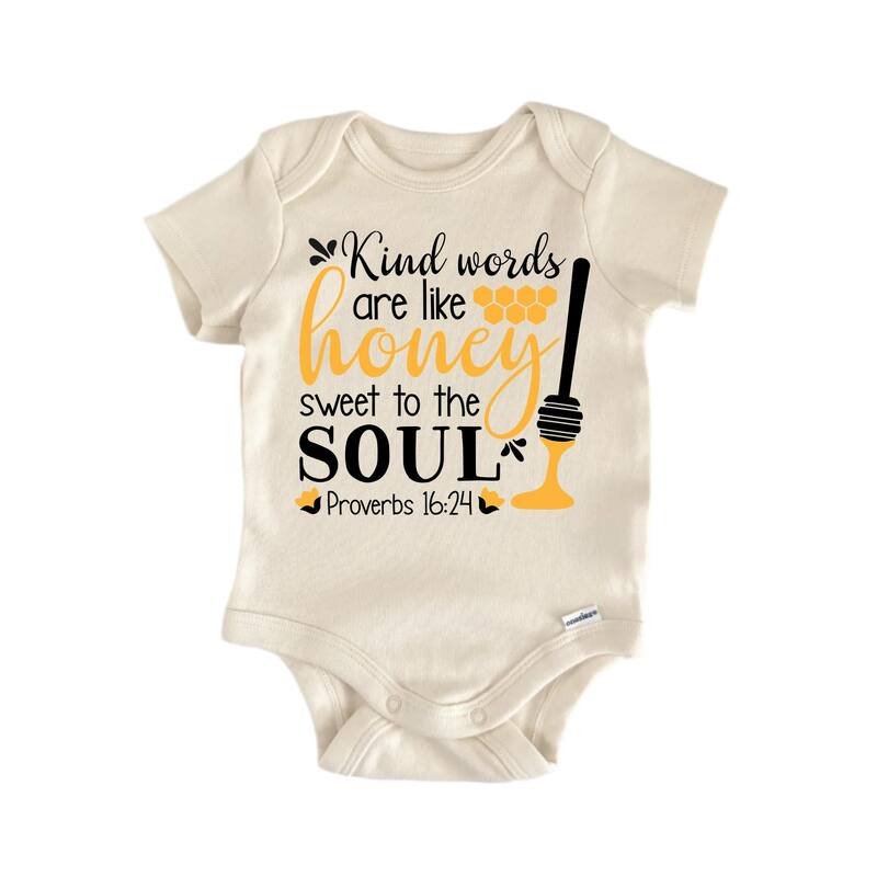 Kind Words Honey Soul Bee - Baby Boy Girl Clothes Infant Bodysuit Funny Cute - White - 0-3M