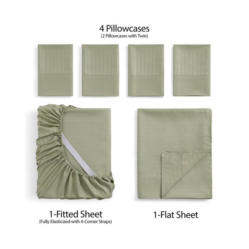 Sweet Home Collection 6 Piece Embossed Dobby Stripe Sheet Set, Double Brushed Microfiber